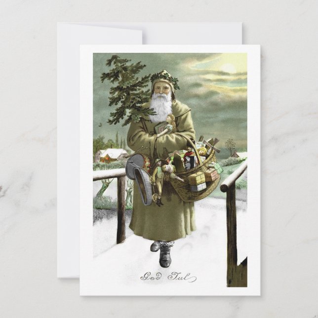 Cartes Pour Fêtes Annuelles God Jul Swedish Père Noël (Devant)