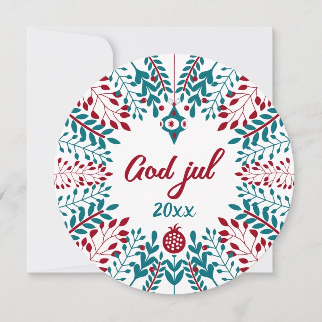 Cartes Pour Fêtes Annuelles God jul, voeux de Noël norvégien (Devant)
