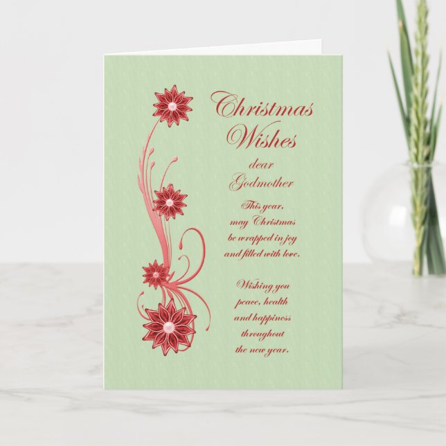 Cartes Pour Fêtes Annuelles Godmère Scrolls et Fleurs de Noël (Devant)