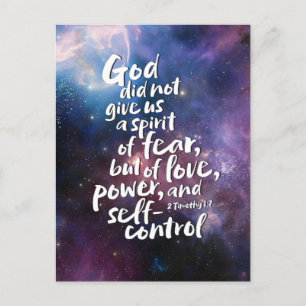 Cartes Pour Fêtes Annuelles GOD's Spirit of Love - NO FEAR - POWER Bible Verse
