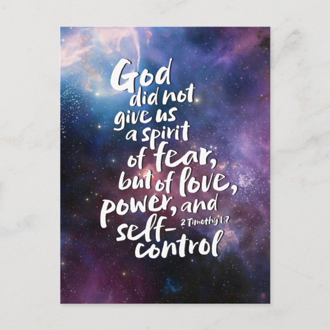 Cartes Pour Fêtes Annuelles GOD's Spirit of Love - NO FEAR - POWER Bible Verse (Devant)