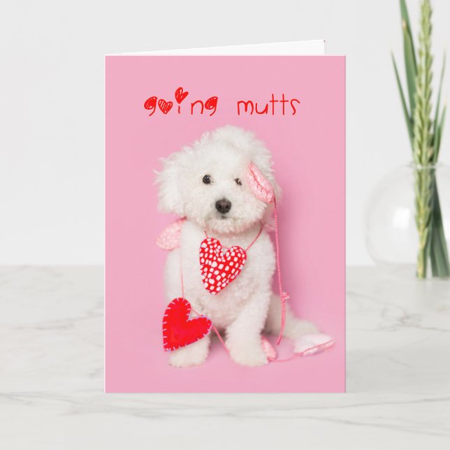 Cartes Pour Fêtes Annuelles Going Mutts chiot blanc valentine (Devant)