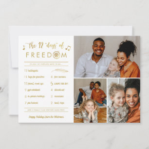 Cartes Pour Fêtes Annuelles Gold 3 Photo Collage Funny Post Vidéo Noël