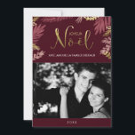 Cartes Pour Fêtes Annuelles Gold and Burgundy Leaves Joyeux Noël Photo<br><div class="desc">Personalize these beautiful and modern Christmas or winter holiday cards with your family photos and personal message.</div>