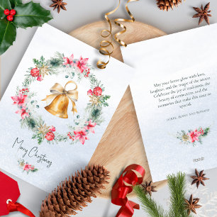 Cartes Pour Fêtes Annuelles Gold Bell Snowflake Vert rouge Verre de Noël