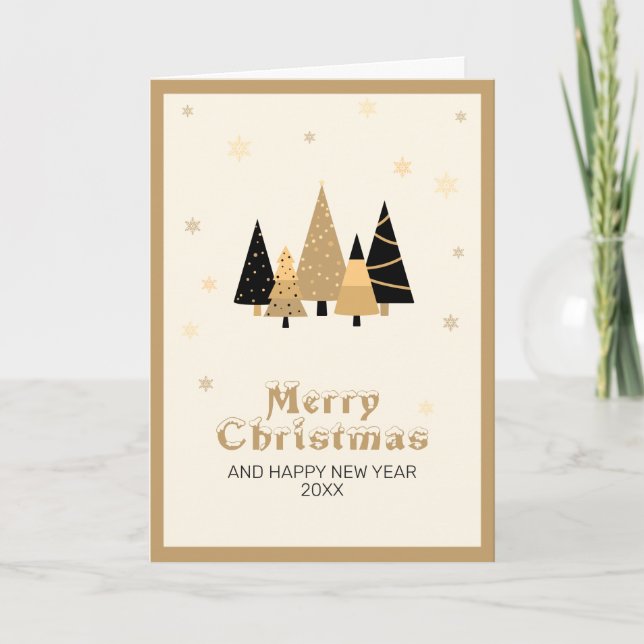 Cartes Pour Fêtes Annuelles Gold Black Joyeux voeux de Noël (Devant)