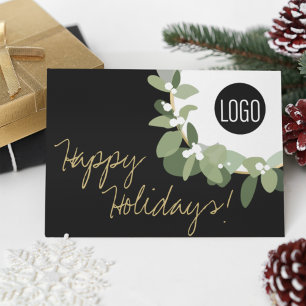 Cartes Pour Fêtes Annuelles Gold Black Modern Wreath Your Logo Company