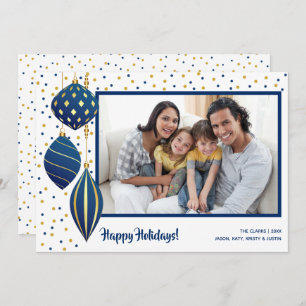 Cartes Pour Fêtes Annuelles Gold Blue Christmas Tree Ornamy Photo