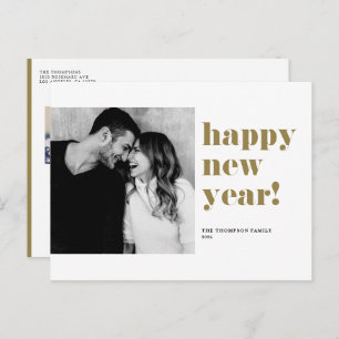 Cartes Pour Fêtes Annuelles Gold Bold Typographie Joyeuse photo du Nouvel An