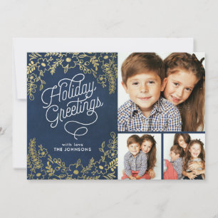 Cartes Pour Fêtes Annuelles Gold Botanics Holiday Salutations 3 Photo