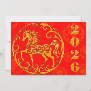 Cartes Pour Fêtes Annuelles Gold Chinese nouvelle année 2026