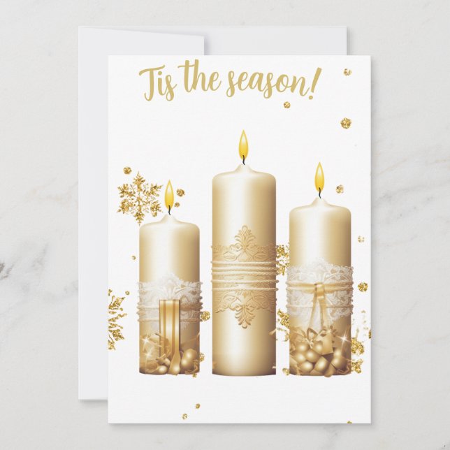 Cartes Pour Fêtes Annuelles Gold Christmas Card with Candles (Devant)