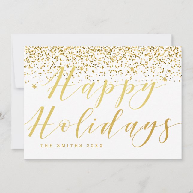 Cartes Pour Fêtes Annuelles Gold Confetti Happy Holidays Card (Devant)