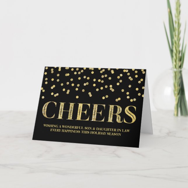 Cartes Pour Fêtes Annuelles Gold Confetti Noël Fils & Fille en droit (Devant)