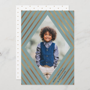 Cartes Pour Fêtes Annuelles Gold Diamond Stripes Light Frame Photo Noël
