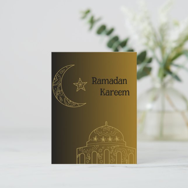 Cartes Pour Fêtes Annuelles Gold et Black Happy Ramadan Kareem 2024 (Debout devant)