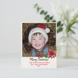 Cartes Pour Fêtes Annuelles Gold Filigree Christmas Poinsettia Photo
