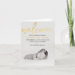 Cartes Pour Fêtes Annuelles Gold Foil Photo Birth Announcement