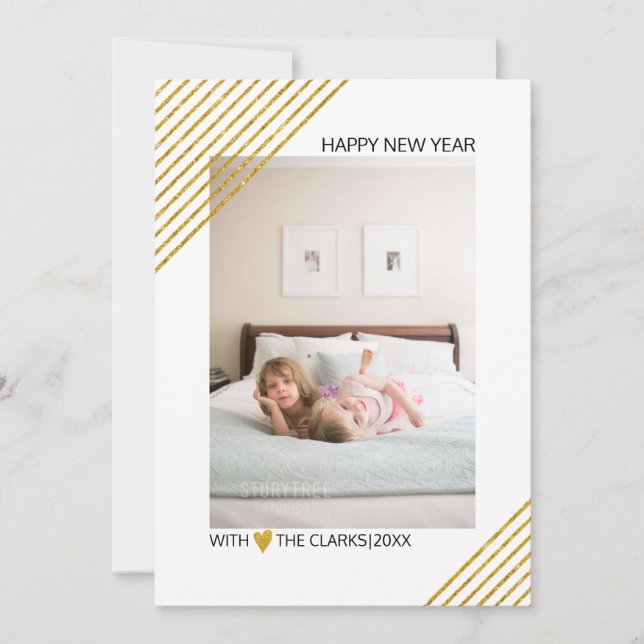 Cartes Pour Fêtes Annuelles Gold glitter stripes (Devant)