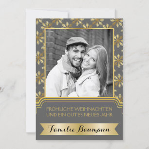 Cartes Pour Fêtes Annuelles Gold, Grey Snowflake Joyhe Noël