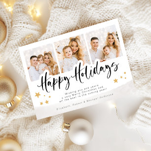 Cartes Pour Fêtes Annuelles Gold Happy Holidays Photo Christmas