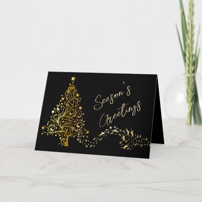 Cartes Pour Fêtes Annuelles Gold Holiday Star Tree (Devant)