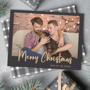 Cartes Pour Fêtes Annuelles Gold Joyeux Noël Bulles Lettres Plaid Noir