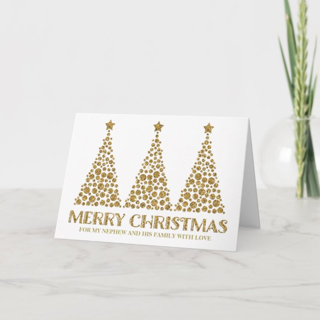 Cartes Pour Fêtes Annuelles Gold Joyeux Noël Nephew et la famille (Devant)