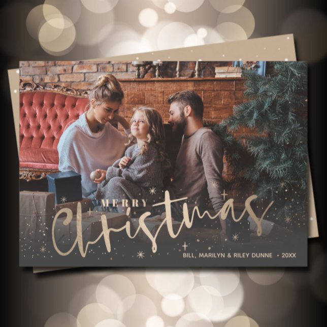 Cartes Pour Fêtes Annuelles Gold Joyeux Noël Photo (Créateur téléchargé)