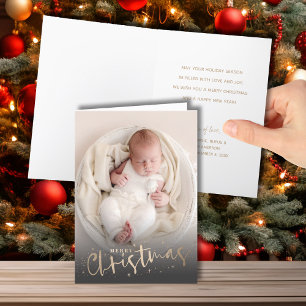 Cartes Pour Fêtes Annuelles Gold Joyeux Noël Plié Photo