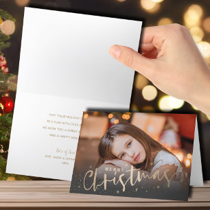 Cartes Pour Fêtes Annuelles Gold Joyeux Noël Plié Photo