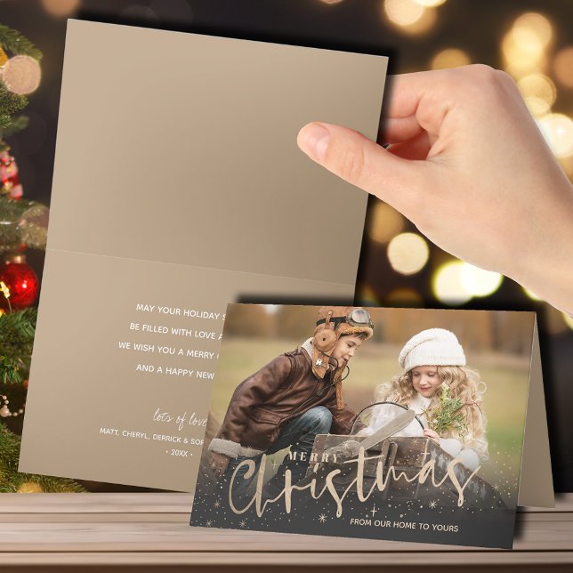 Cartes Pour Fêtes Annuelles Gold Joyeux Noël Plié Photo (Créateur téléchargé)