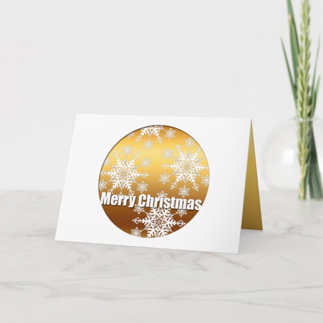 Cartes Pour Fêtes Annuelles Gold Joyeux Noël Snowflakes + poème (Devant)