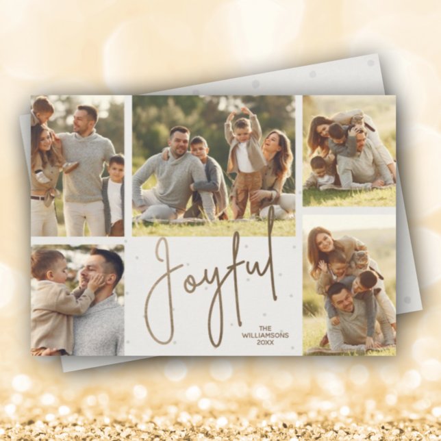 Cartes Pour Fêtes Annuelles Gold JOYFUL Multi Photo Noël (Créateur téléchargé)