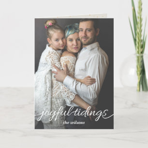 Cartes Pour Fêtes Annuelles Gold Joyful Tidings Script Custom Full Photo