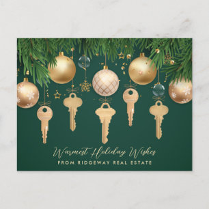 Cartes Pour Fêtes Annuelles Gold Keys Logo Real Estate Holiday Postcard