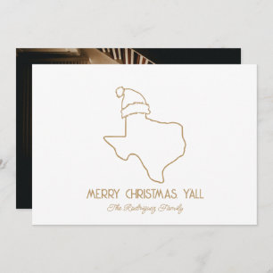 Cartes Pour Fêtes Annuelles Gold Line Art Père Noël Texas Holiday Card