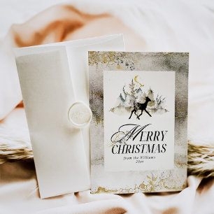 Cartes Pour Fêtes Annuelles Gold Magic Forest Floral Photo Noël