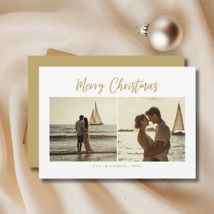 Cartes Pour Fêtes Annuelles Gold Maritime Couple Nautique Photo de Noël