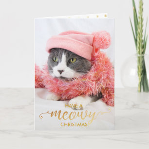 Cartes Pour Fêtes Annuelles Gold MEOWY Personal Cat Photo Pet Holiday