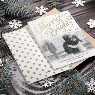 Cartes Pour Fêtes Annuelles Gold Merry Bright Custom Photo Card
