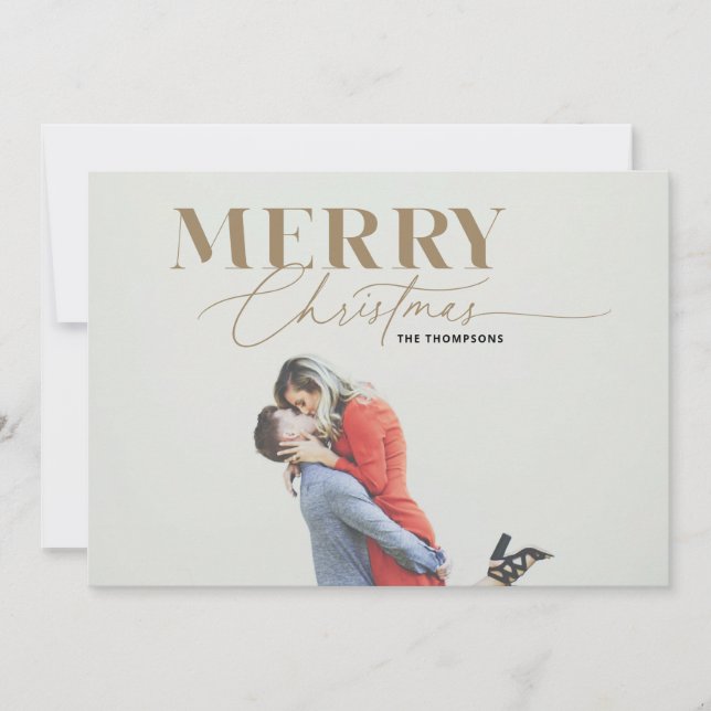 Cartes Pour Fêtes Annuelles Gold Merry Magic Script Serif Christmas Photo Card (Devant)