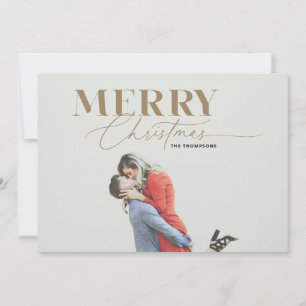 Cartes Pour Fêtes Annuelles Gold Merry Magic Script Serif Christmas Photo Card