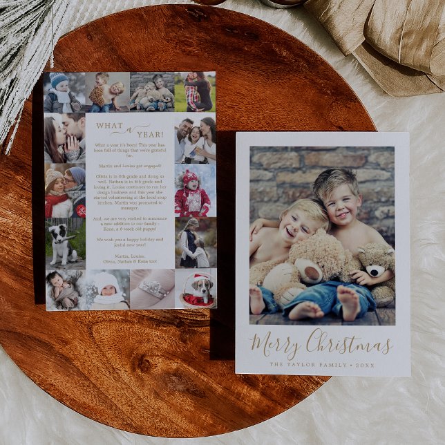 Cartes Pour Fêtes Annuelles Gold minimal Quelle année photo collage Noël (Créateur téléchargé)