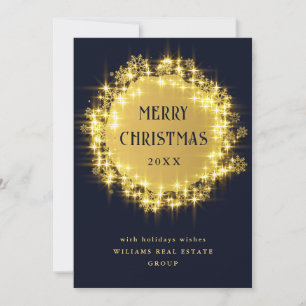 Cartes Pour Fêtes Annuelles Gold Navy éclats Noël d'entreprise