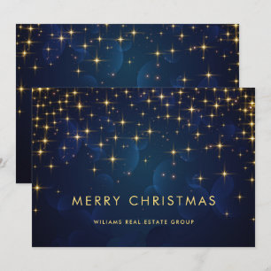 Cartes Pour Fêtes Annuelles Gold Navy éclats Noël d'entreprise