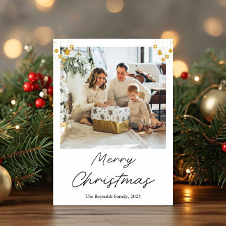 Cartes Pour Fêtes Annuelles Gold Ornament Christmas Photo Greeting Card