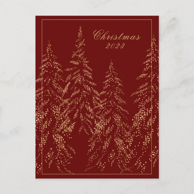 Cartes Pour Fêtes Annuelles Gold Parties scintillant Arbres de vacances Élégan (Devant)