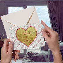 Gold Red Heart mignonne Elégante Vintage Valentine