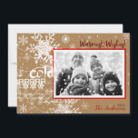 Cartes Pour Fêtes Annuelles Gold & Red Winter Warm Wams Holiday Modern Photo<br><div class="desc">Red Merry & Bright White Gold Carte photo</div>